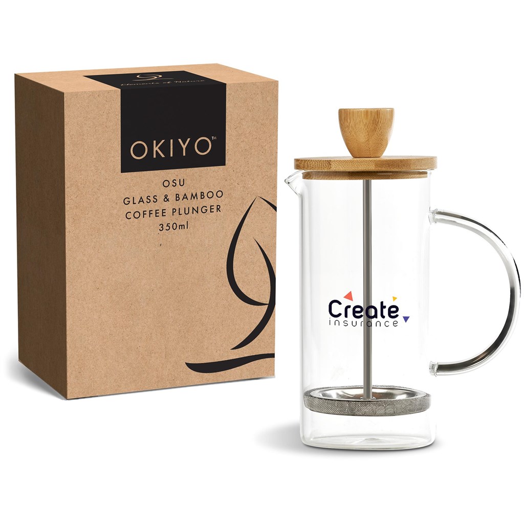 Okiyo Osu Glass & Bamboo Coffee Plunger - 350ml