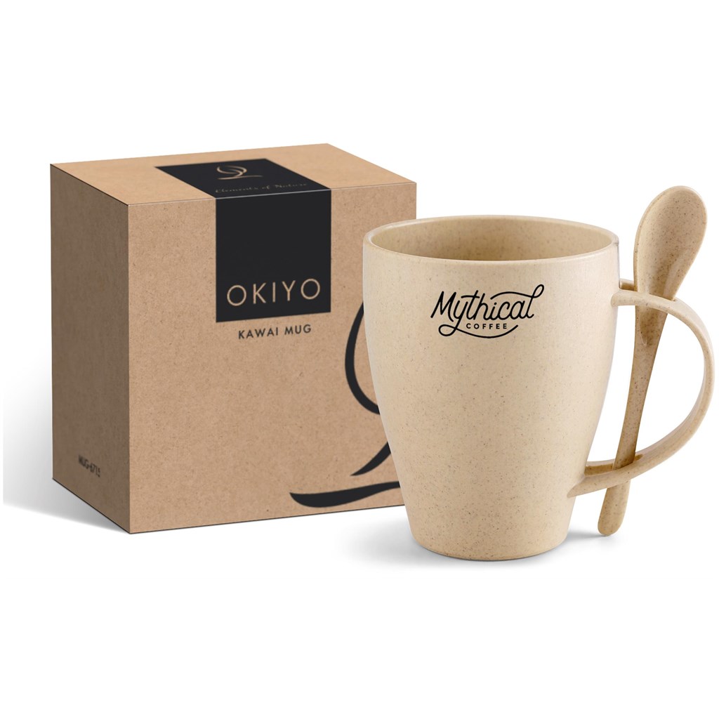 Okiyo Kawai Wheat Straw Mug & Spoon - 350ml